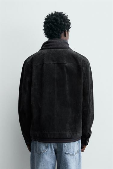 SUEDE LEATHER JACKET - Anthracite Grey by Zara - Image 2