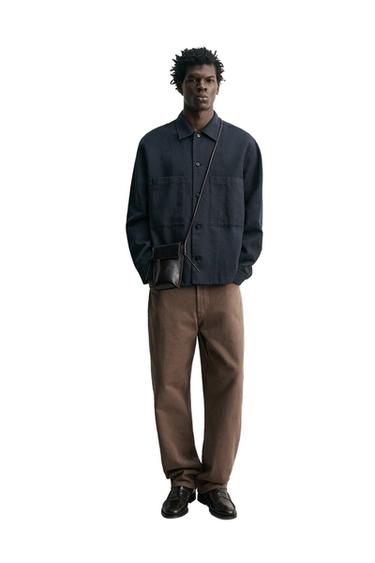 REGULAR FIT OVERSHIRT WITH POCKETS - Dark navy by Zara