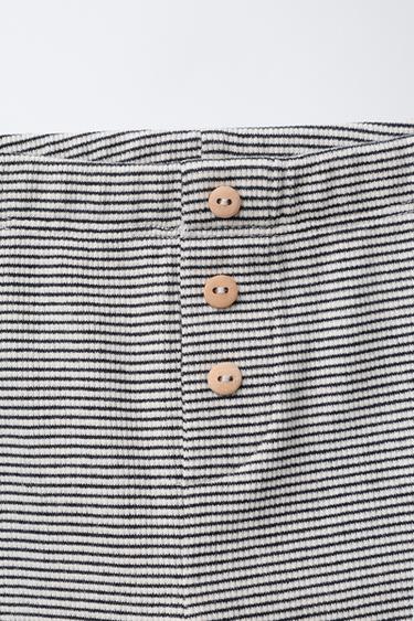 RIBBED STRIPED LEGGINGS WITH BUTTONS - Ecru / Black by Zara - Image 2