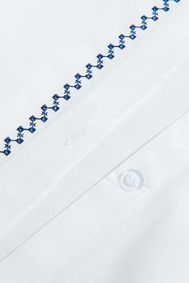 DUVET COVER WITH EMBROIDERED BORDER - Oyster-white by Zara - Image 3
