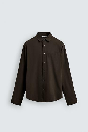 FLOWING RELAXED FIT SHIRT - Dark brown by Zara