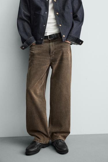 JEANS RELAXED FIT MET GEWAXT EFFECT - Bruin van Zara