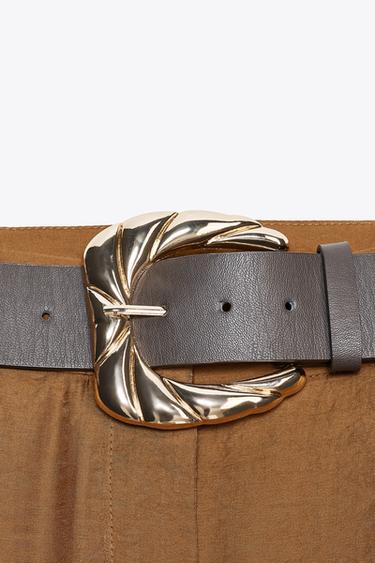 WIDE SATIN TROUSERS WITH BELT - Caramel by Zara - Image 5
