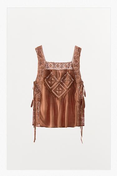 TOP PUNTILLA ROMBOS LIMITED EDITION - Teja de Zara