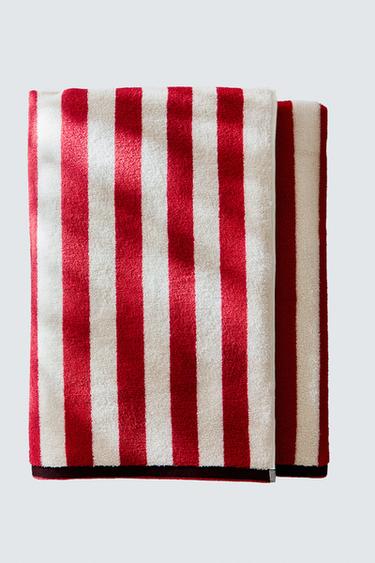 Zara REVERSIBLE STRIPED BEACH TOWEL - Red