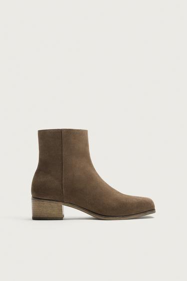 BOTA PIEL TACÓN - Marrón Arena de Zara