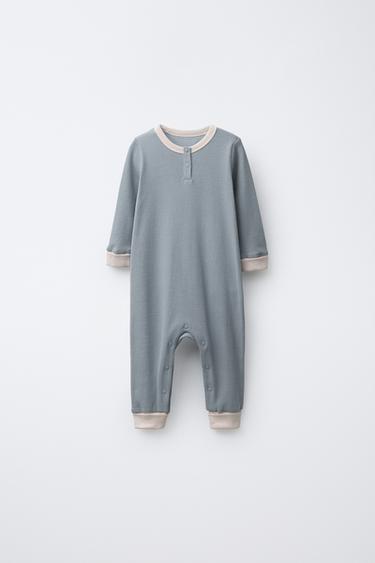 TWO-PACK OF PLAIN RIBBED SLEEPSUITS - Blue by Zara - Image 1