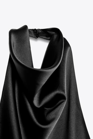 SATIN HALTER MINI DRESS - Black by Zara - Image 7