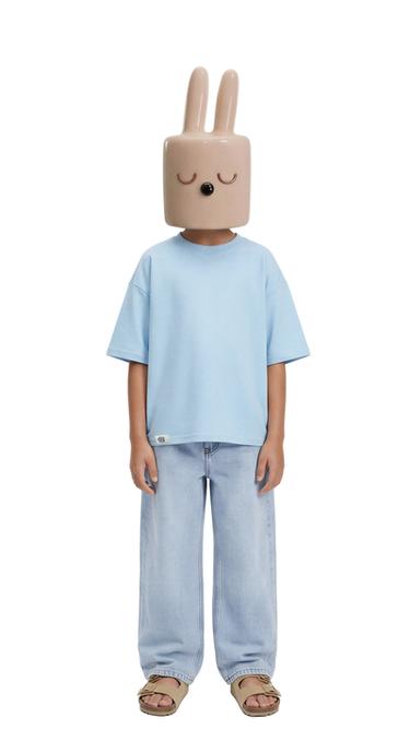 PLAIN INTERLOCK T-SHIRT - Light blue by Zara
