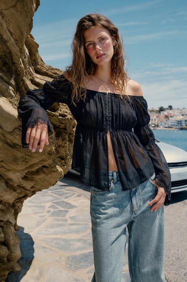TOP COMBINADO DE RENDA - Preto da Zara