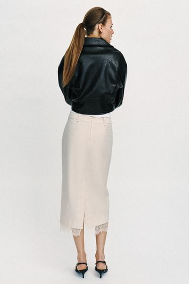 LACE MIDI SKIRT - Bone by Zara - Image 3
