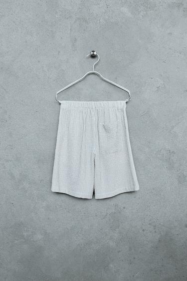 STORIESZ - CHECK TEXTURED BERMUDA SHORTS - Brown / Ecru by Zara - Image 1