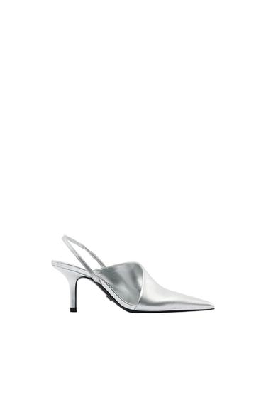 METALLIC ASYMMETRIC SLINGBACK COURT SHOES
