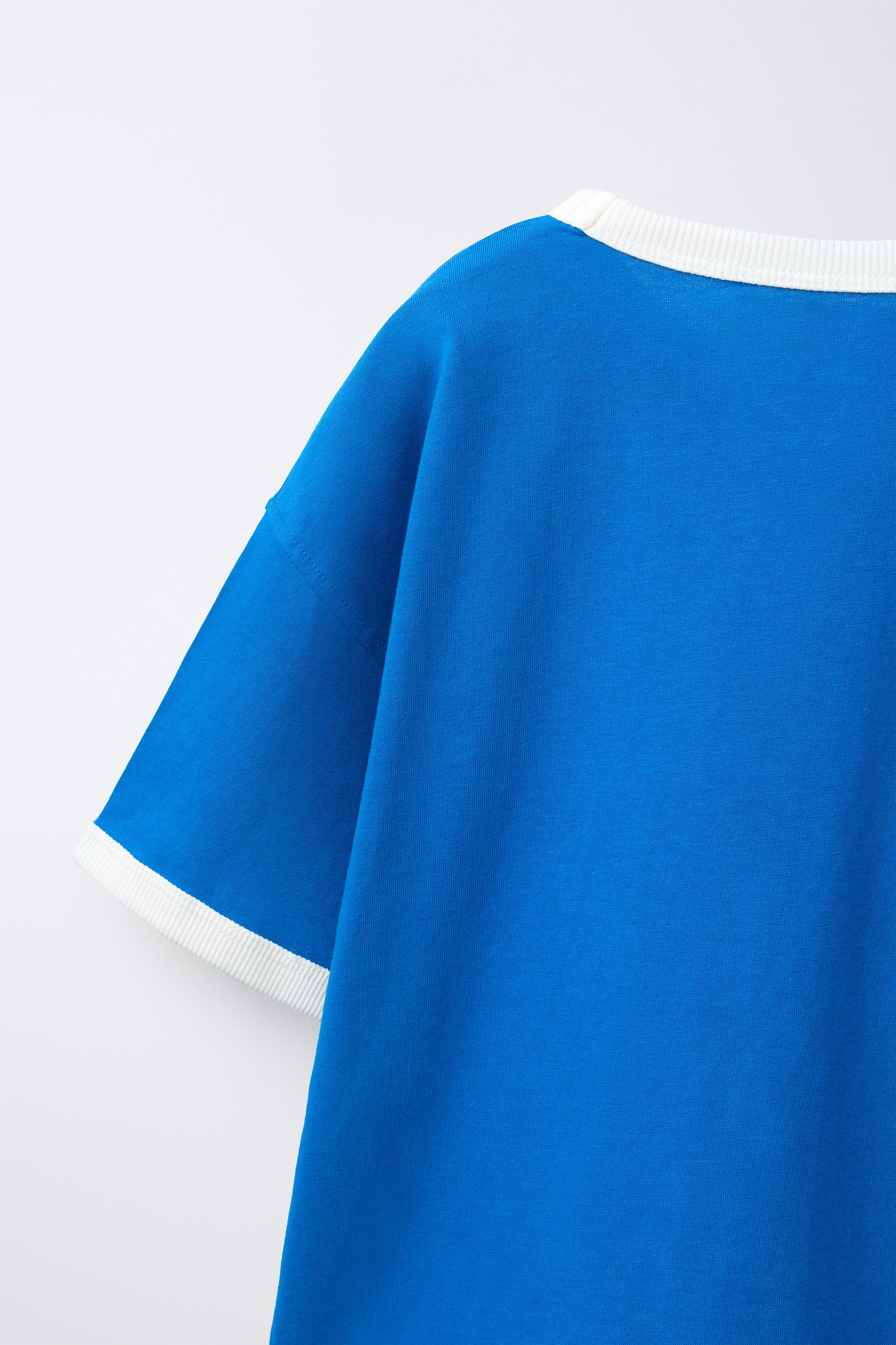 Детские футболки Zara CONTRAST TRIM JOGGING T-SHIRT — фото 4