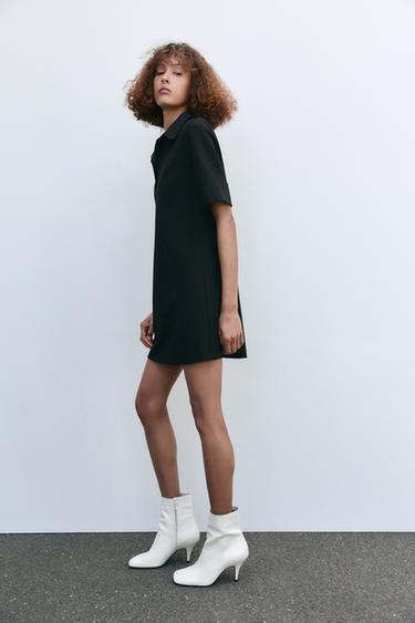 LEATHER ANKLE BOOTS WITH TOPSTITCHING - Ecru White by Zara - Image 1