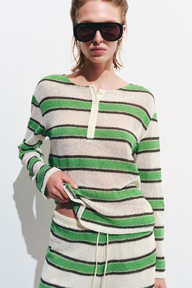 RUSTIC STRIPED SHORTS - Green stripe by Zara - Image 1