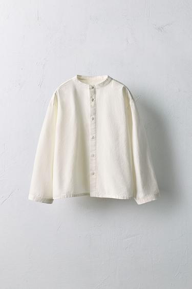 2-5 YEARS/ LIMITED EDITION POPLIN SHIRT WITH STAND COLLAR - Ecru by Zara - Image 0