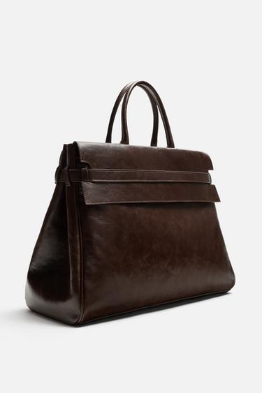 LEATHER HANDBAG - Brown by Zara - Image 3