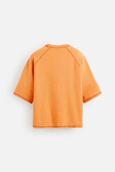 CONTRAST KNIT T-SHIRT - Orange by Zara - Image 7