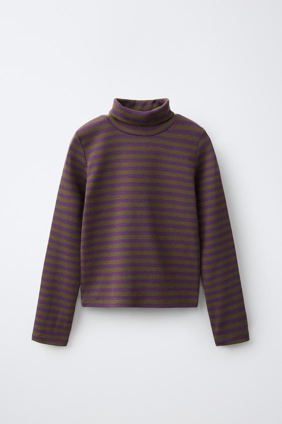 STEHKRAGENSHIRT STREIFEN - Violett von Zara - Bild 0