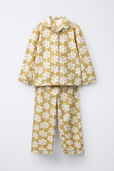 6-14 YEARS/ SHAPES PRINT SHIRT AND TROUSERS PYJAMAS - Green by Zara
