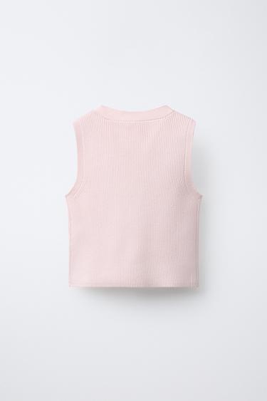 KNIT VEST WITH BOWS - Pale pink by Zara - Image 1