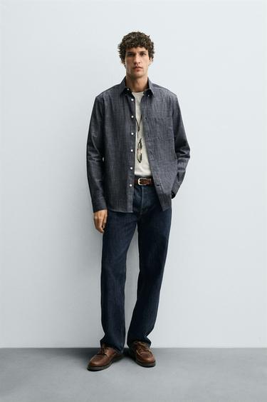 Zara REGULAR FIT BUTTON-DOWN COLLAR SHIRT - Dark indigo - Image 0