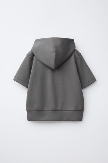 SHORT SLEEVE HOODIE SPORTY MODAL BLEND - Anthracite grey by Zara - Image 1