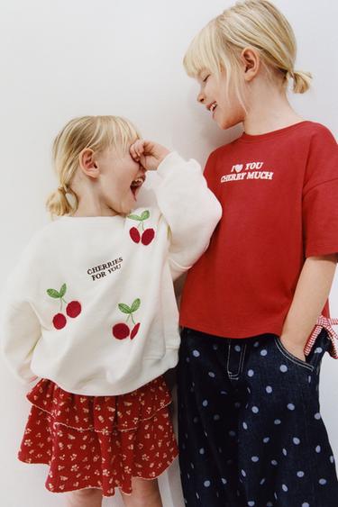 FALDA GOMAS FLORES - Rojo de Zara