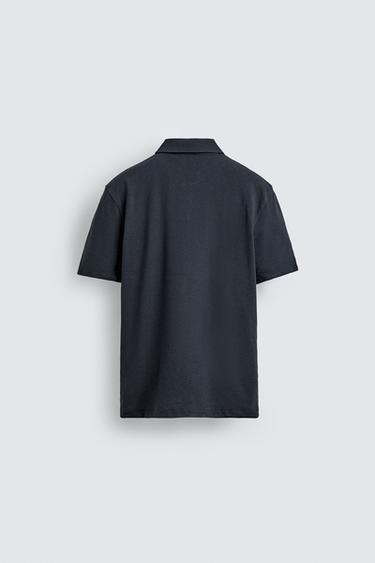 POLO REGULAR FIT COTON-LIN - Bleu marine foncé de Zara - Image 6