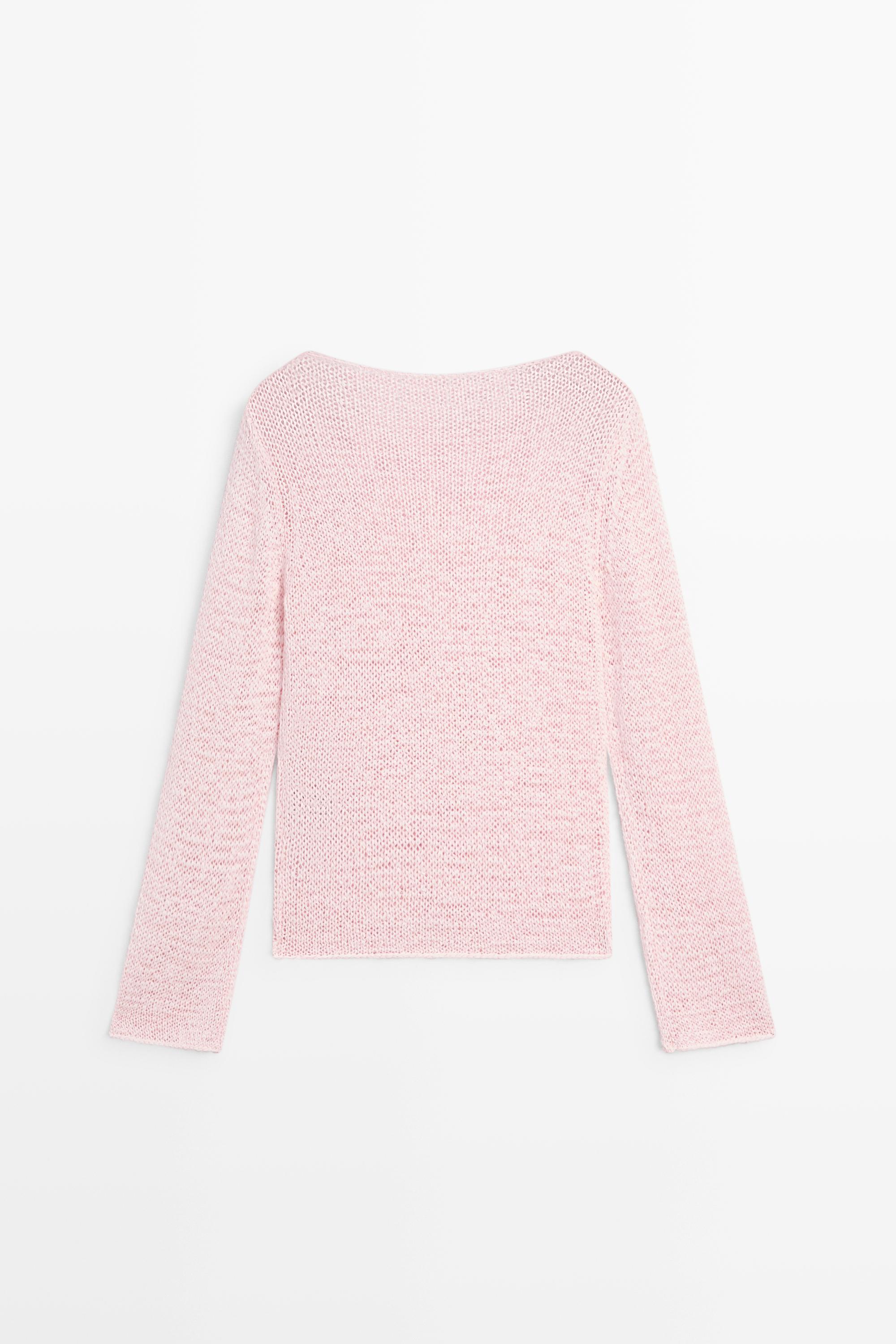 Boat neck knit sweater