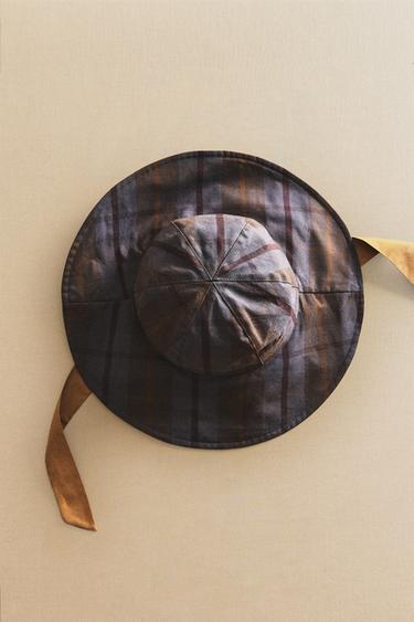 CHILDREN'S TARTAN CHECK HAT - Brown-Blue by Zara - Image 4