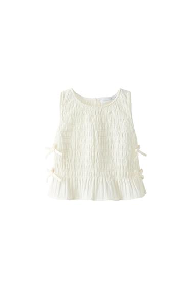 TOP WITH ELASTICATED DETAIL AND BOWS