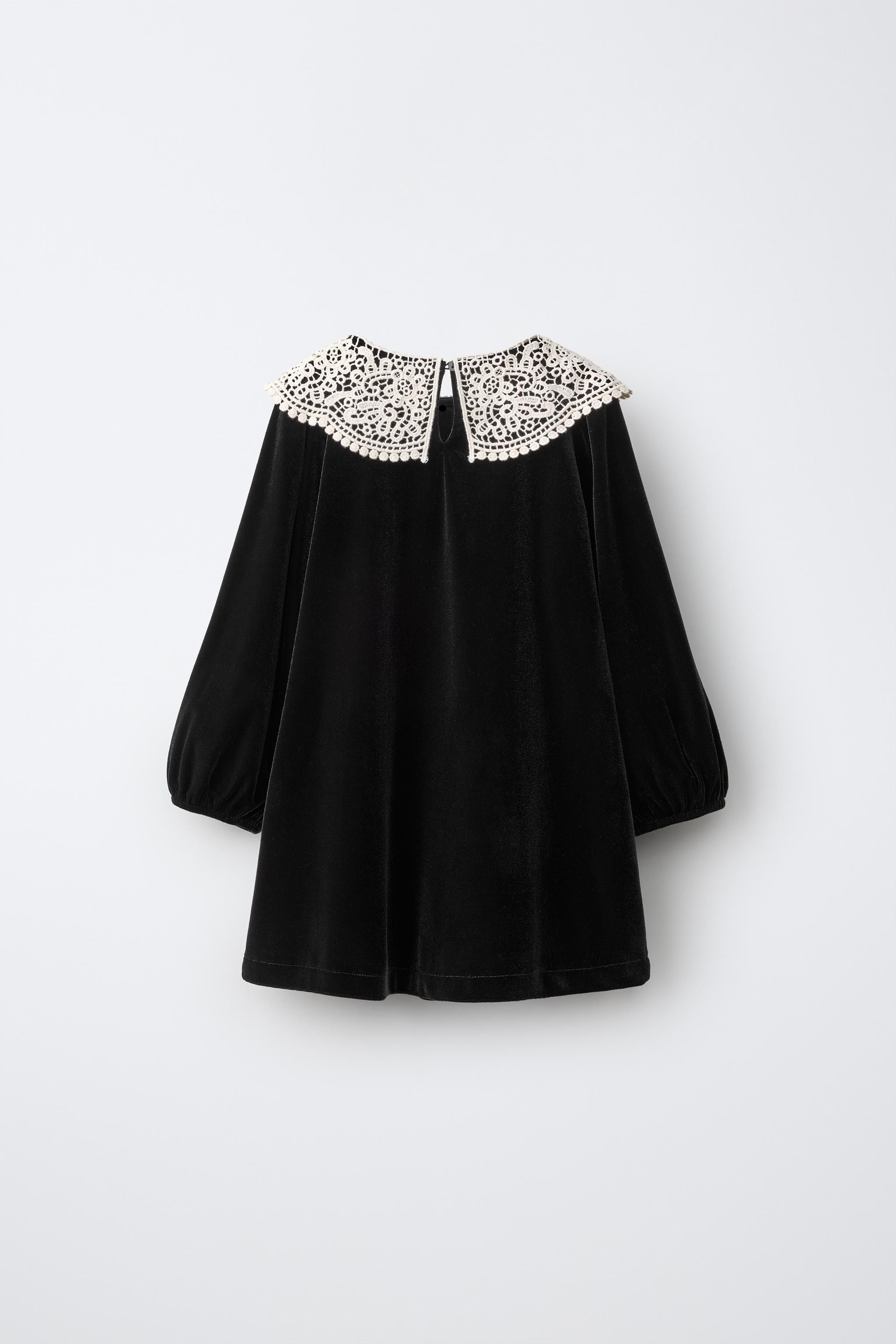 ROBE VELOURS COL CROCHET
