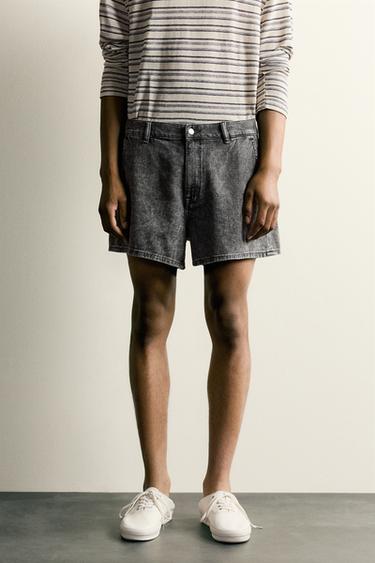 SHORTS DENIM LAVADO ACID - Gris antracita de Zara