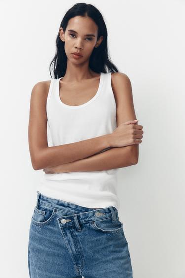 JEAN TRF À JAMBES LARGES TAILLE HAUTE CROISÉE - Bleu de Zara - Image 2