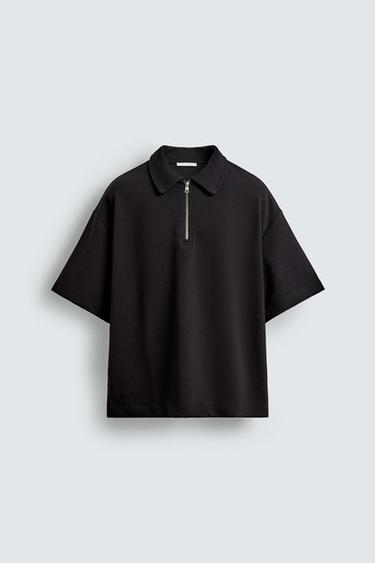 INTERLOCK ZIP-UP POLO SHIRT - Black by Zara - Image 6