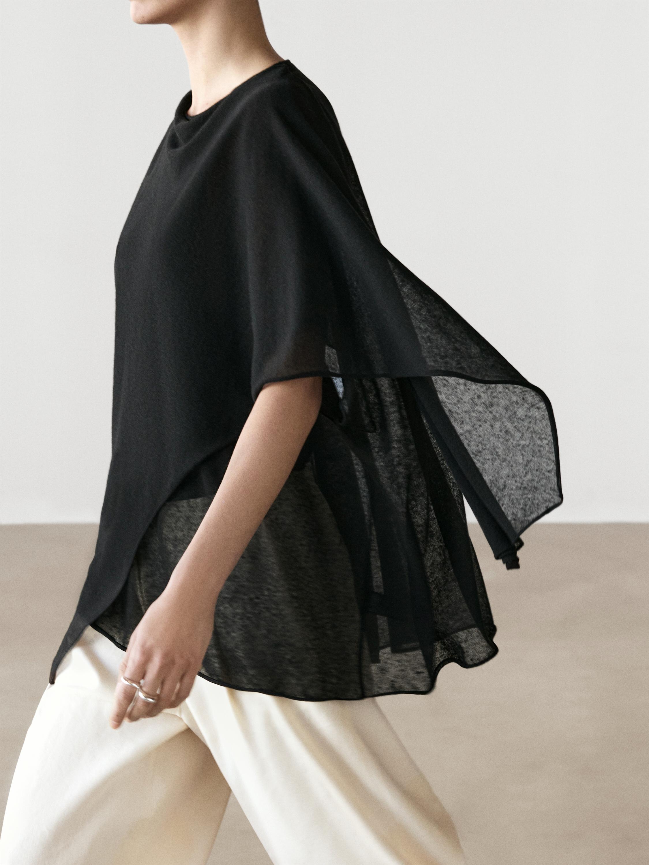 Surplice linen blend cape top
