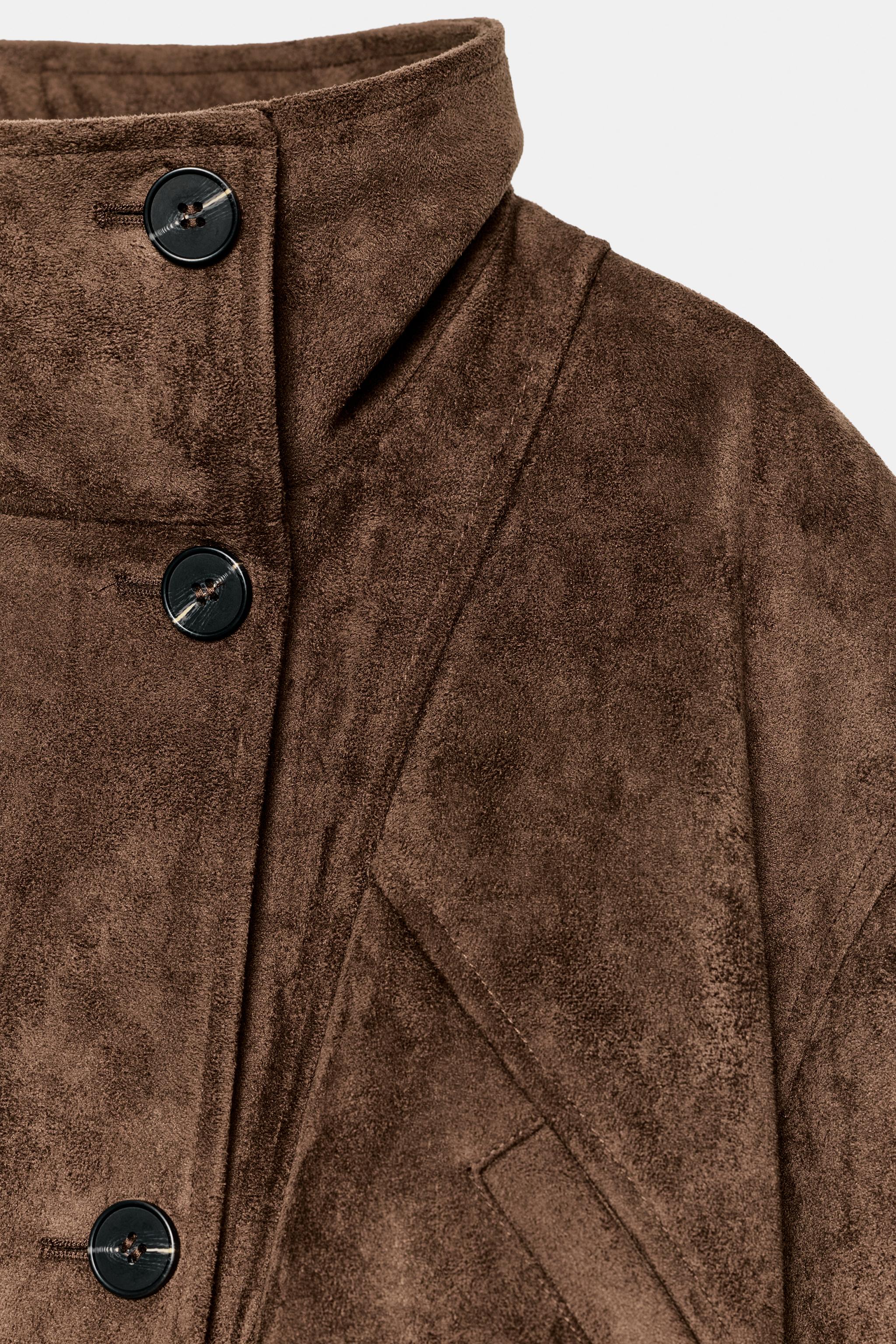 Женские куртки Zara FAUX SUEDE BELTED JACKET — фото 9