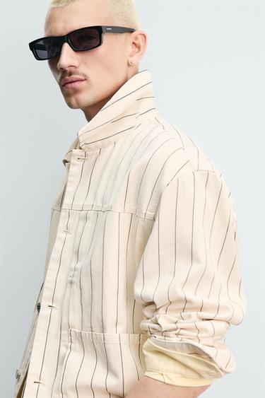 BLOUSON COUPE DÉCONTRACTÉE À RAYURES - Écru de Zara - Image 5