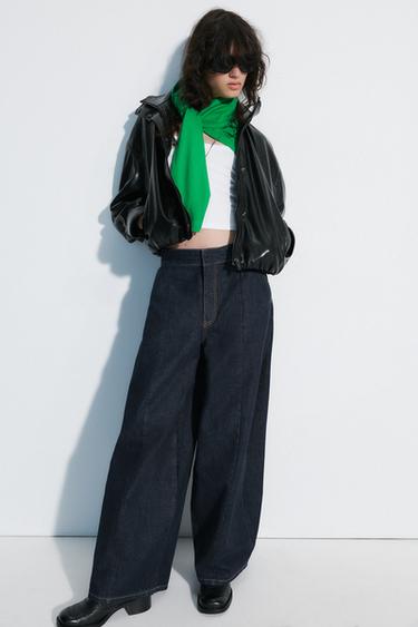 Zara FAUX LEATHER VOLUME JACKET - Black