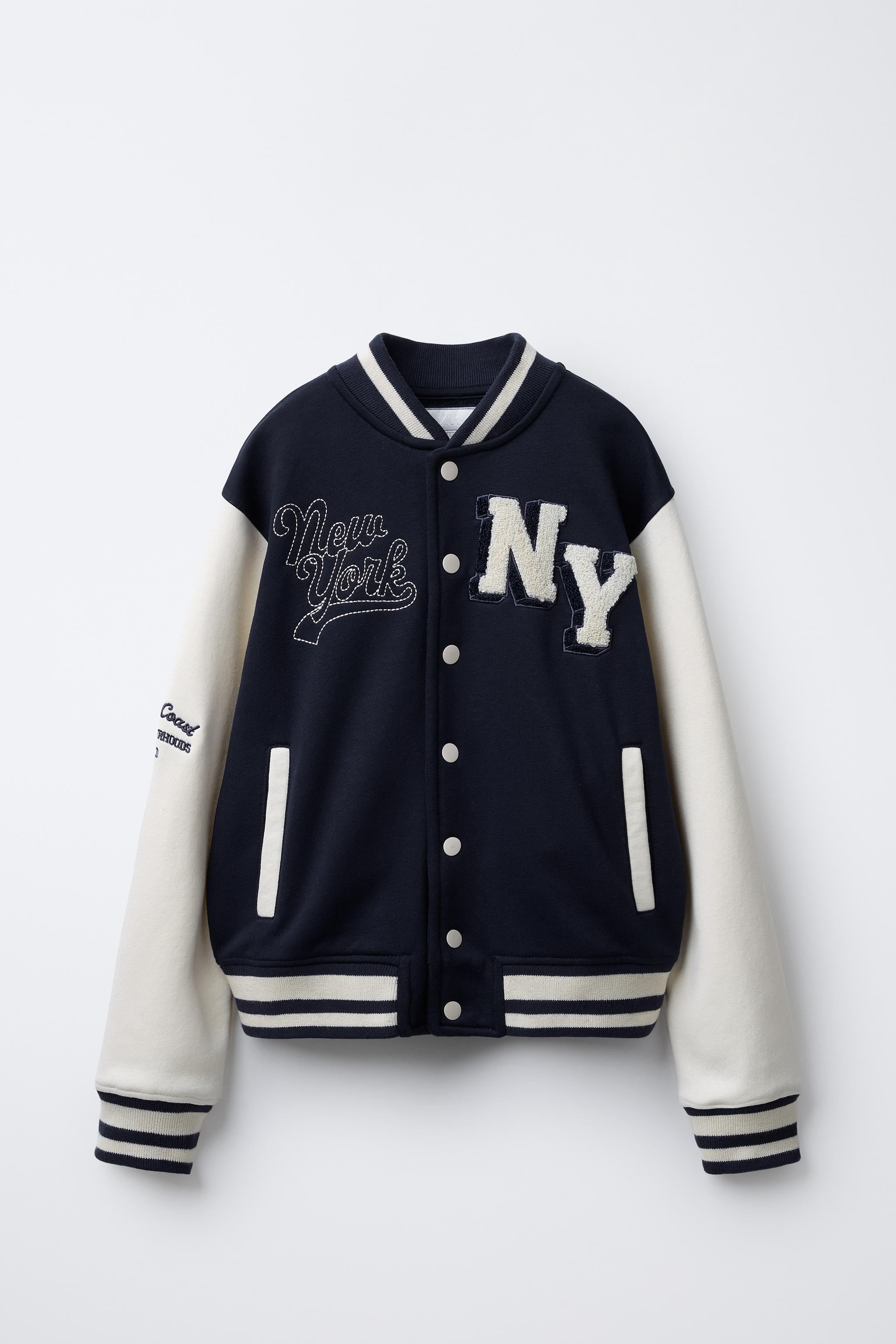 青と白のスタジアムジャケット ZARA レトロ フットボール ジャケット - ブルー | ZARA Japan / 日本