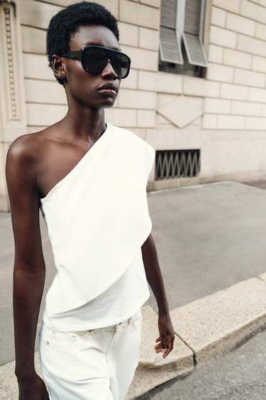 ASYMMETRIC INTERLOCK TOP - White by Zara