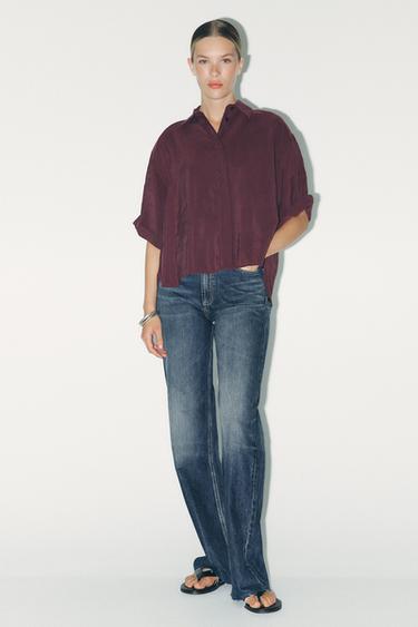 FLOWING MODAL SHIRT - Burgundy by Zara - Image 0