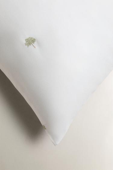 PILLOWCASE WITH EMBROIDERED TREES - Oyster-white by Zara - Image 3