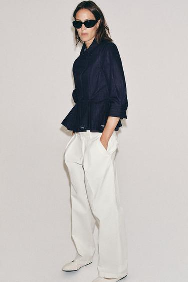 ZW COLLECTION PEPLUM DENIMSKJORTE - blå fra Zara