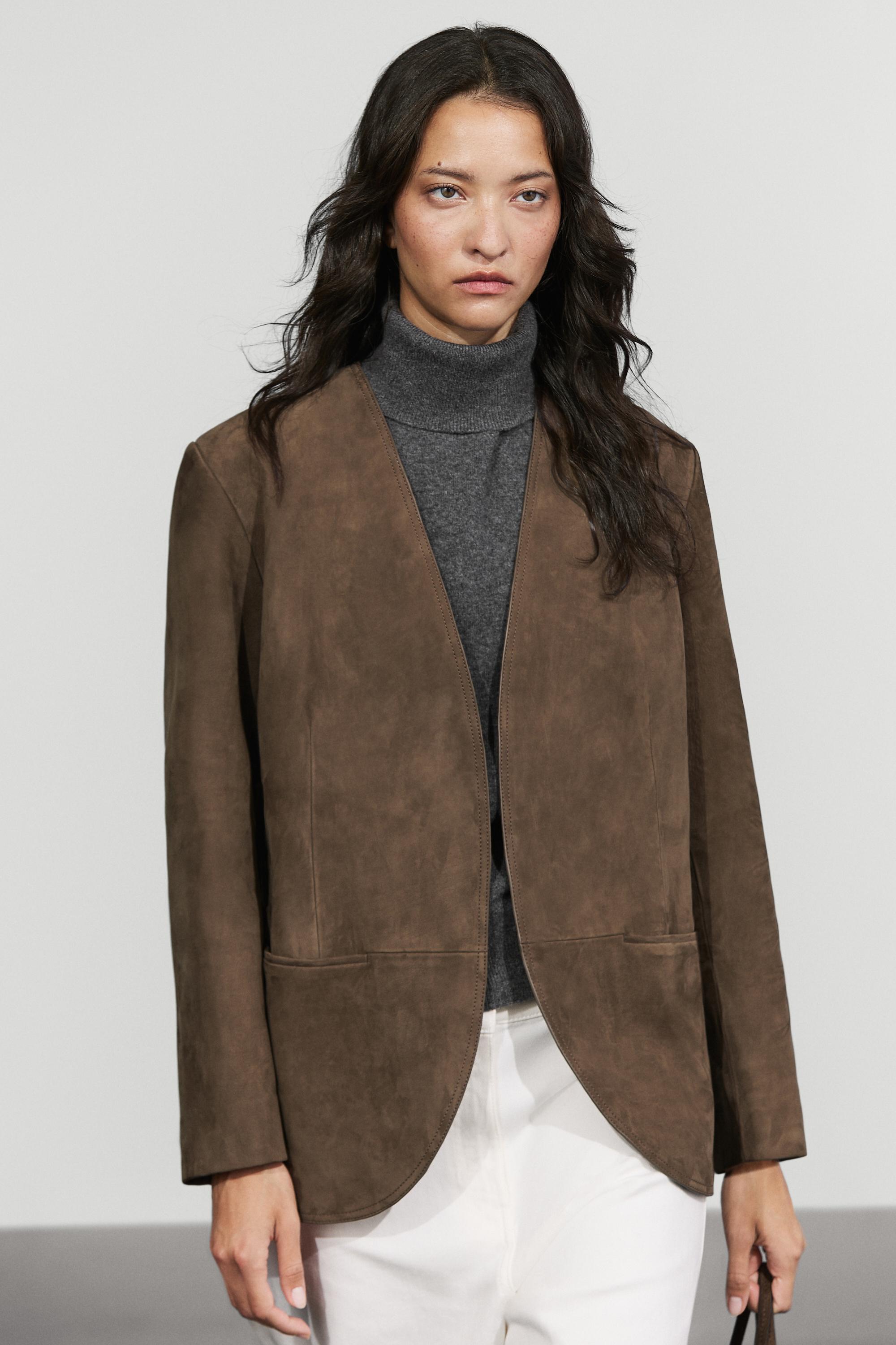 Veste en cuir et daim