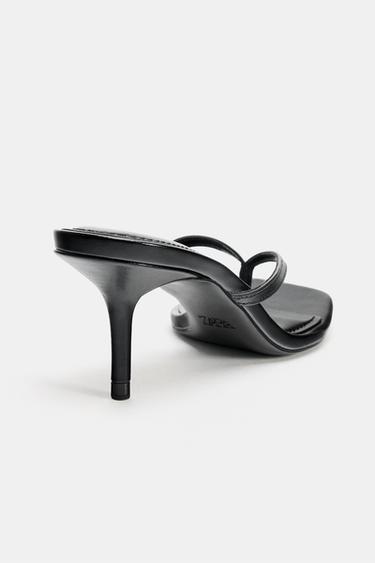SANDALES À TALONS À BRIDES EN CUIR - Noir de Zara - Image 5