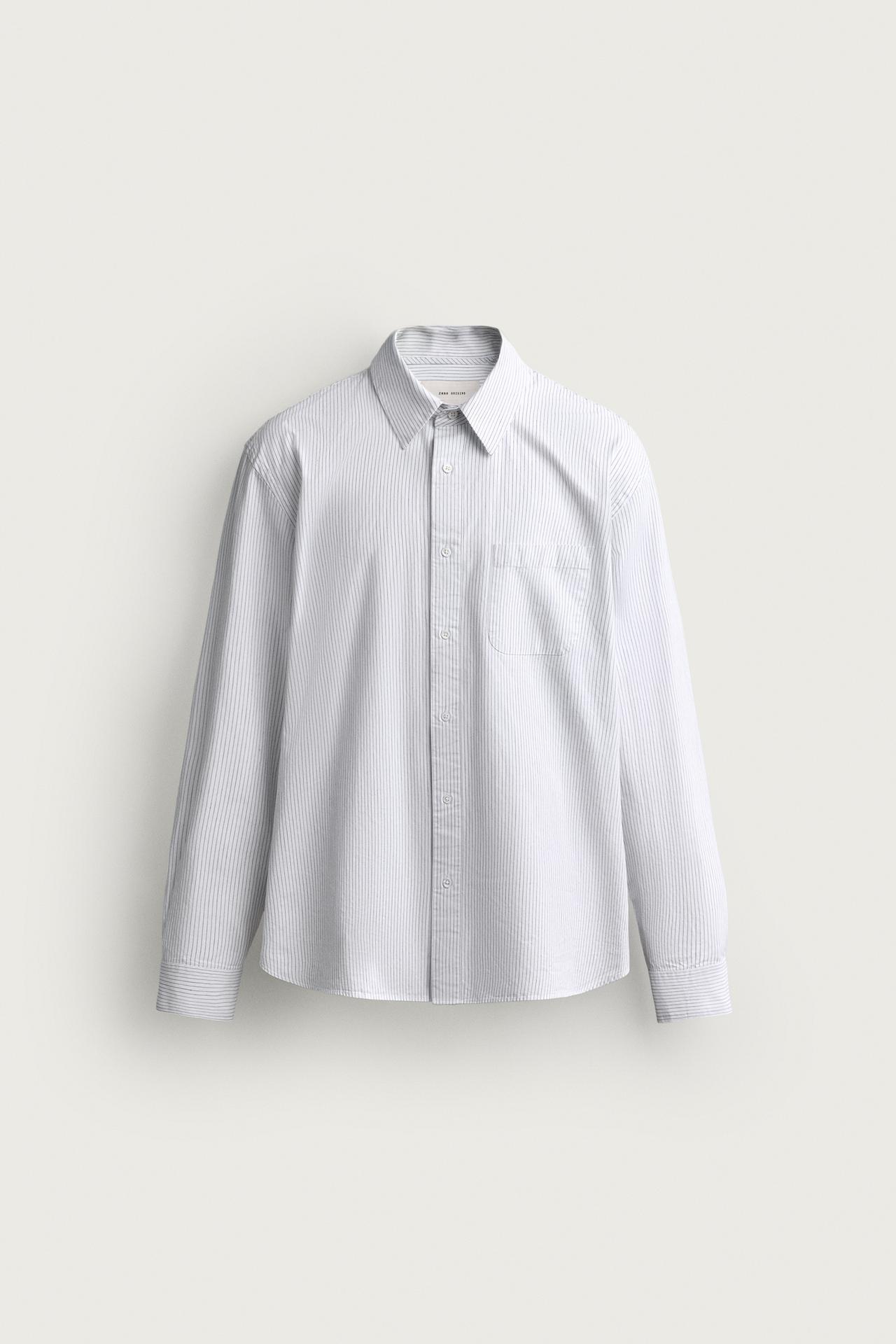 STRIPED POPLIN SHIRT — striped