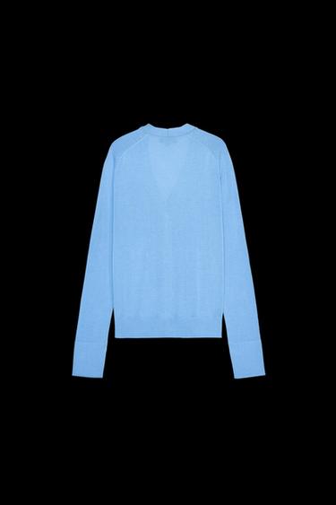 FINE KNIT CARDIGAN - Blue by Zara